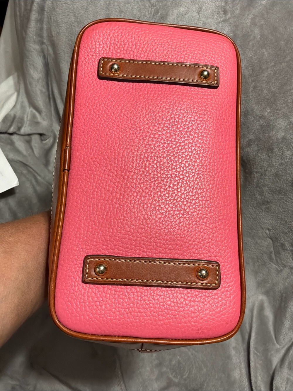 GUC Dooney & Bourke Pebble Grain Darcy Dome Satchel, Color Bubble Gum - Picture 3 of 8